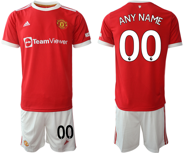Men 2021-2022 Club Manchester United home red customized Adidas Soccer Jersey->->Custom Jersey